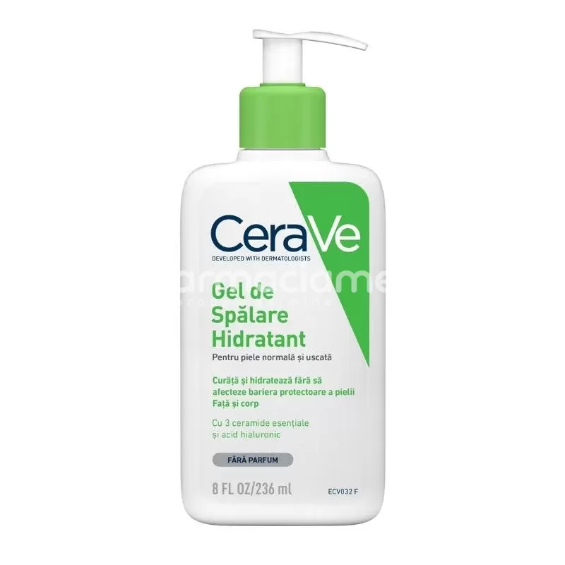 Îngrijire ten - CeraVe gel spalare hidratant pentru piele normala si uscata, 236 ml, farmaciamea.ro