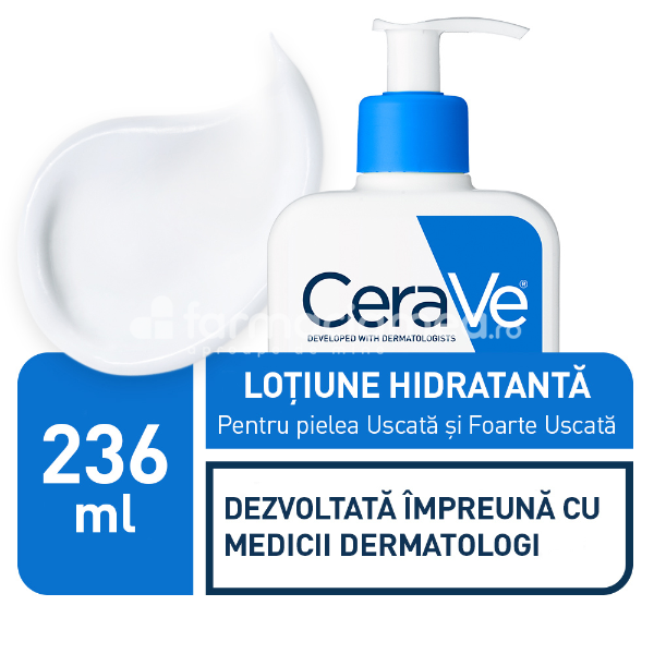 Îngrijire ten - CeraVe lotiune hidratanta fata si corp piele uscata si foarte uscata, 236 ml, farmaciamea.ro