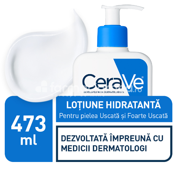 Îngrijire ten - CeraVe lotiune hidratanta fata si corp piele uscata si foarte uscata, 473 ml, farmaciamea.ro