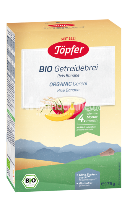 Cereale - Cereale Bio Orez cu banane, de la 4 luni, 175 g, Topfer, farmaciamea.ro