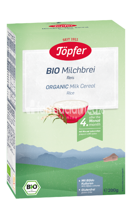 Cereale - Cereale Bio orez cu lapte, de la 4 luni, 175 g, Topfer, farmaciamea.ro
