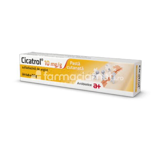 Afecțiuni ale pielii OTC - Cicatrol 10 mg/g pasta cutanata 50g, Antibiotice , farmaciamea.ro