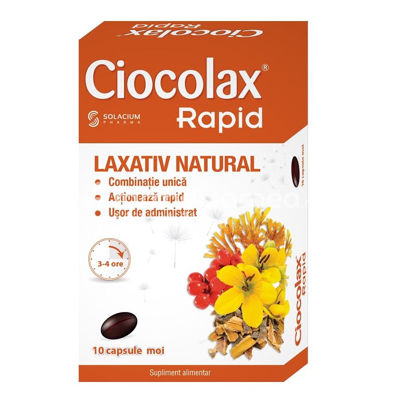 Laxative - Ciocolax Rapid trateaza constipatia in 4 ore, 10 capsule moi, Solacium Pharma, farmaciamea.ro