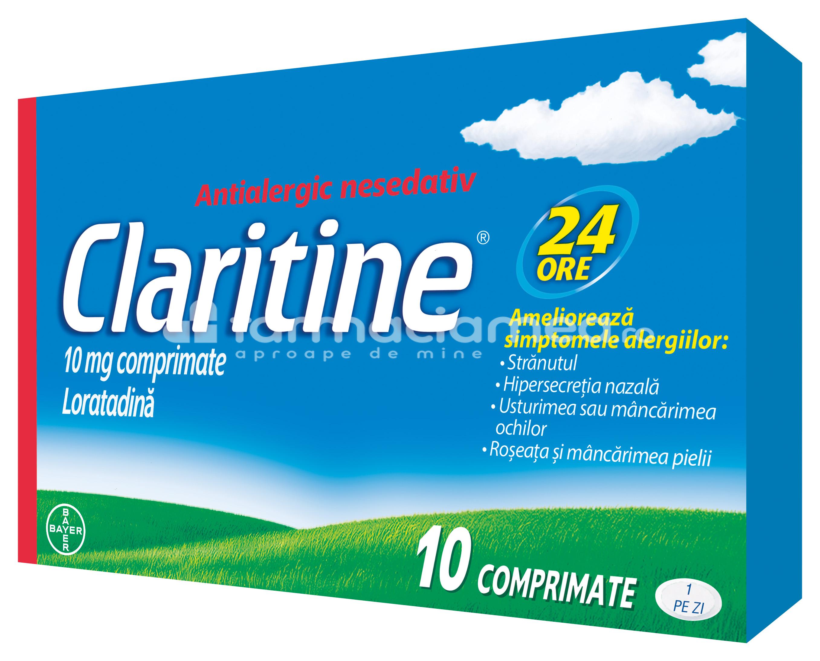 Alergii OTC - Claritine 10 mg, contine loratadina, cu efect antihistaminic, indicat in reducerea simptomelor alergiei, de la 12 ani, 10 de comprimate, Bayer, farmaciamea.ro