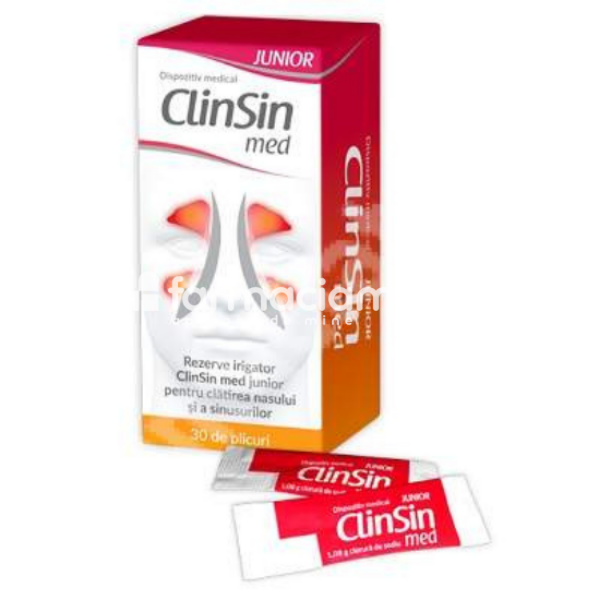 Sinusuri - Clinsin Med Junior, rezerve irigator, 30 plicuri, Zdrovit, farmaciamea.ro