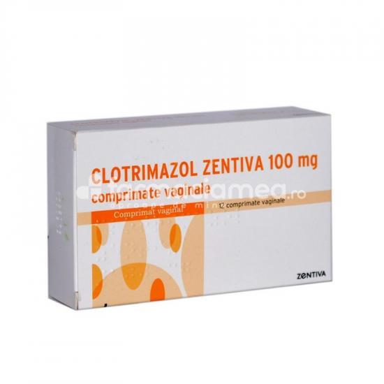 Afecţiuni genito-urinare OTC - Clotrimazol 100 mg, indicat in tratarea vaginitelor, 12 comprimate vaginale, Zentiva, farmaciamea.ro