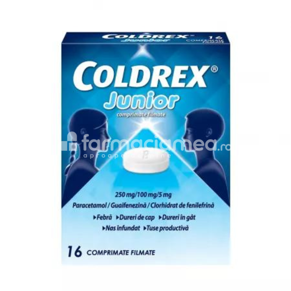Răceală și gripă OTC - Coldrex Junior 250mg/100mg/5mg pentru raceala si gripa, 16 comprimate Perrigo, farmaciamea.ro