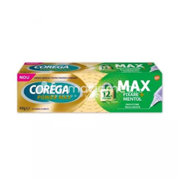 Adezivi și curățare proteze - Crema adeziva pentru proteza dentara Max Fixare + Mentol Corega, 40 g, Gsk, farmaciamea.ro