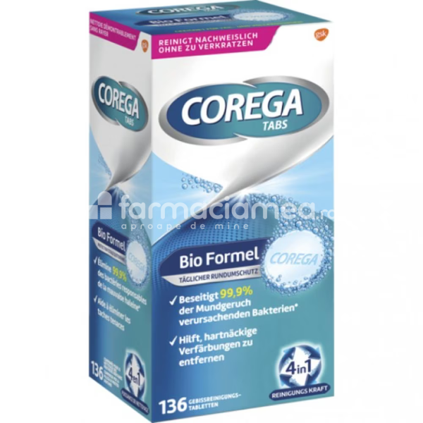 Igienă orală - Corega Tabs Bioformula, 136 comprimate efervescente Gsk, farmaciamea.ro