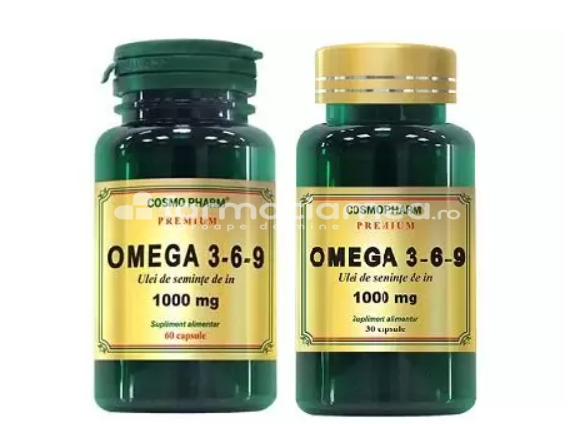 Afecțiuni cardio și colesterol - COSMOPHARM Omega 3-6-9(seminte in) 60 capsule + 30 capsule, farmaciamea.ro