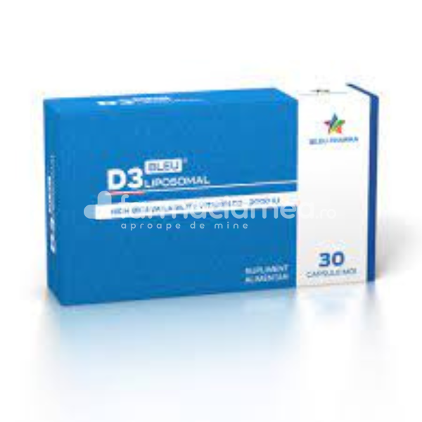 Minerale și vitamine - D3Bleu Liposomal, 30 capsule, Blue Pharma, farmaciamea.ro