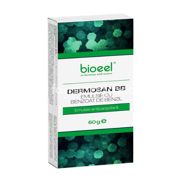 Afecțiuni ale pielii - Dermosan BB emulsie antiparazitara pentru tratarea scabiei (raie), 60 g, Bioeel, farmaciamea.ro