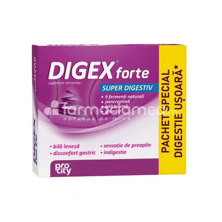 Enzime - Digex forte super digestiv x 10 capsule + Servetele umede antibacteriene cadou, farmaciamea.ro