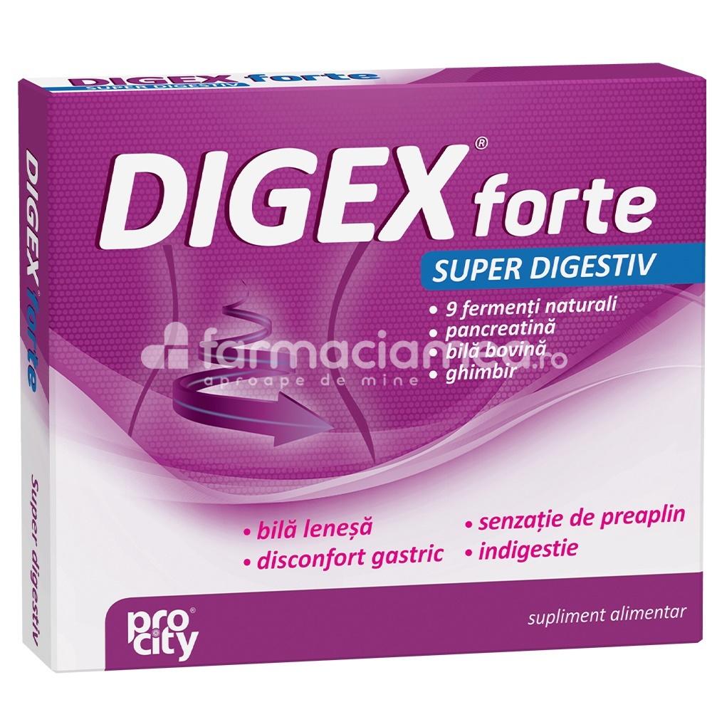 Enzime - Digex Forte Super digestiv, asigura o digestie completa, combate indigestia, contribuie la eliminarea gazelor, reduce balonarea si stimuleaza secretia biliara, 36 capsule, Fiterman Pharma, farmaciamea.ro