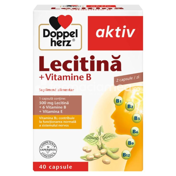Afecțiuni ale sistemului nervos - Lecitina + Vitamina B si Vitamina E, 40 capsule Doppelherz Aktiv, farmaciamea.ro