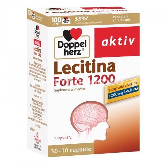 Memorie și concentrare - Lecitina Forte 1200mg, sustine capacitatea de concentrare si memorare, 30 capsule + 10 capsule gratuit, Doppelherz, farmaciamea.ro