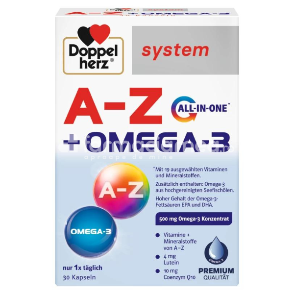 Minerale și vitamine - Multivitamine A-Z + Omega 3, 30 capsule Doppelherz System, farmaciamea.ro