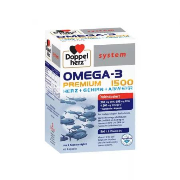 Afecțiuni cardio și colesterol - Omega 3 Premium 1500 System, 60 capsule, Doppelherz, farmaciamea.ro