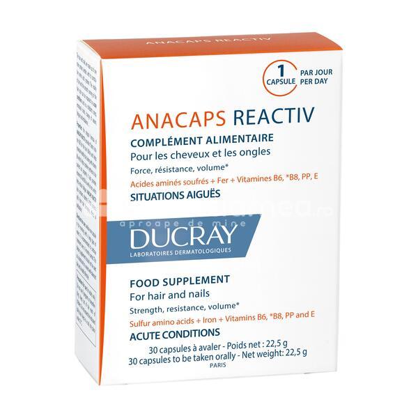 Căderea părului - DUCRAY Anacaps reactiv, recomandat persoanelor carora le cade parul, sprijina si metine sanatatea parului si confera vitalitate, 30cps, Ducray, farmaciamea.ro