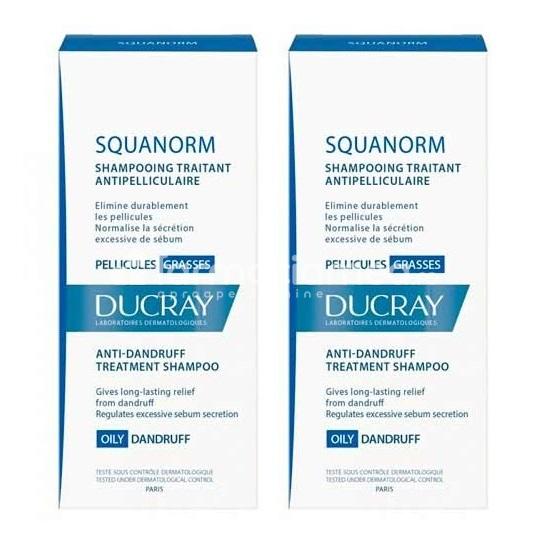 Îngrijire scalp - DUCRAY Squanorm Pachet sampon anti-matreata grasa, 200 ml, 2 flacoane 1+50%, farmaciamea.ro
