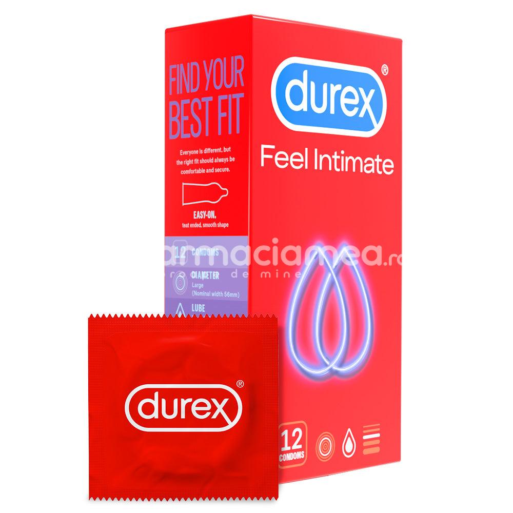 Lubrefiante & Prezervative - DUREX prezervative Feel intimate, material foarte subtire, cu o doza suplimentara de lubrifiant, pentru un confort maxim in timpul actului sexual, 12buc, Reckitt, farmaciamea.ro