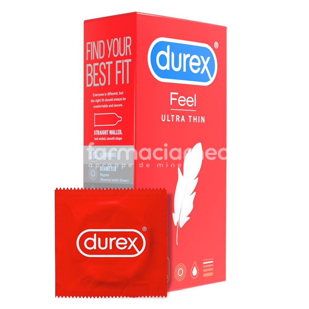 Lubrefiante & Prezervative - DUREX prezervative Feel Ultra Thin, prezervative extra subtiri pentru senzatii cat mai intense si sensibilitate crescuta in timpul actului sexual, 10buc, Reckitt, farmaciamea.ro