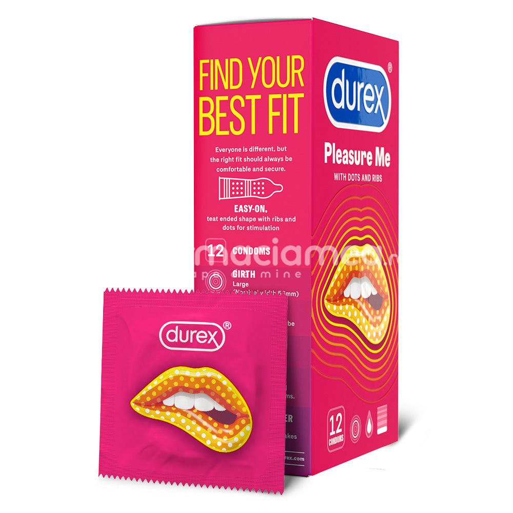 Lubrefiante & Prezervative - DUREX prezervativ Pleasure Me, cu nervuri si puncte in relief pentru stimulare suplimentara, 12buc, Reckitt, farmaciamea.ro
