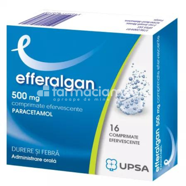 Răceală și gripă OTC - Efferalgan 500 mg, 16 comprimate efervescente Upsa, farmaciamea.ro