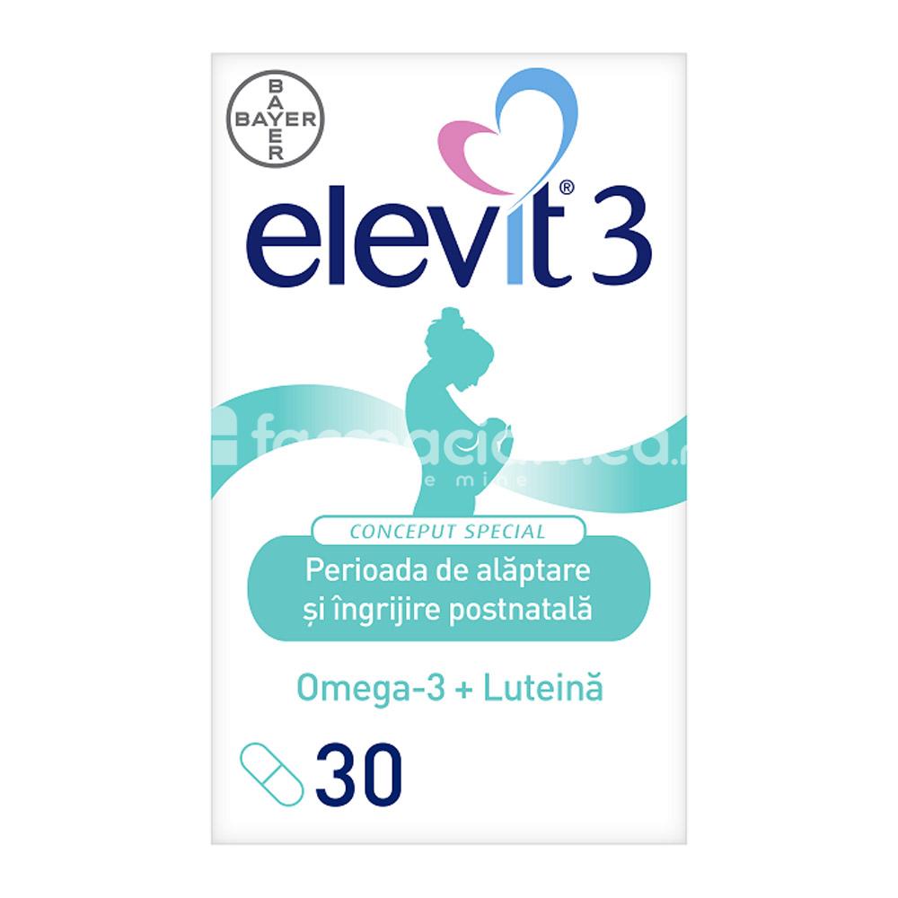 Vitamine și minerale femei însărcinate - Elevit 3 Complex multivitaminic pentru perioada postnatala si alaptare, 30 capsule, Bayer, farmaciamea.ro