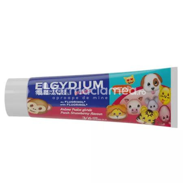Pastă dinţi copii - Elgydium pasta dinti gel junior capsuni, 3 - 6 ani, 50ml, Pierre Fabre, farmaciamea.ro