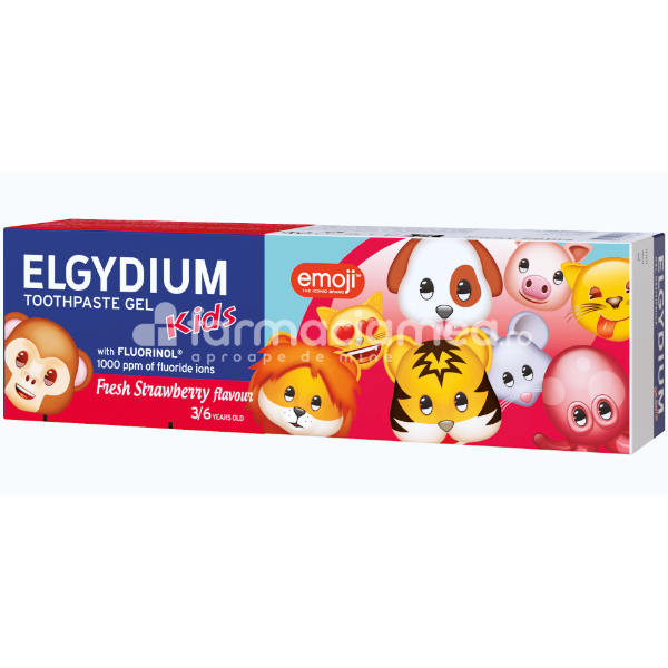 Pastă dinţi copii - Elgydium Pasta de dinti Kids cu aroma de capsuni 3-6 ani, 50ml, farmaciamea.ro
