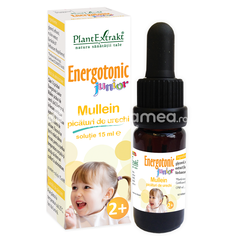 Produse pentru urechi - Energotonic Junior Mullein picaturi urechi, 15 ml, PlantExtrakt, farmaciamea.ro