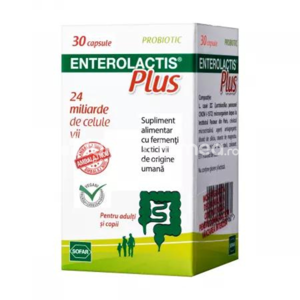Afecțiuni ale sistemului digestiv - Enterolactis Plus, 30 capsule Sofar, farmaciamea.ro