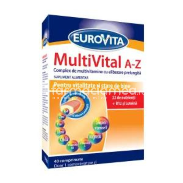 Minerale și vitamine - Eurovita MultiVital A-Z, 40 comprimate eliberare prelungita Perrigo, farmaciamea.ro