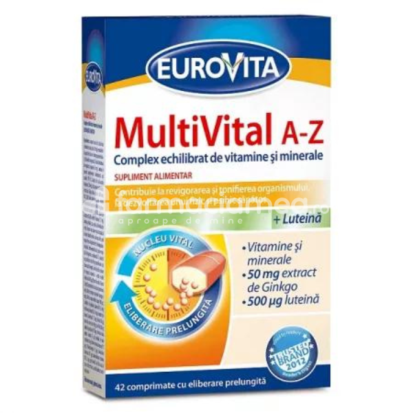 Minerale și vitamine - Eurovita MultiVital A-Z, 42 comprimate, Perrigo, farmaciamea.ro