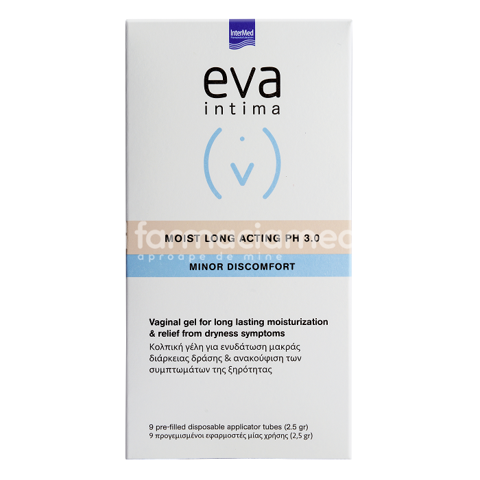 Igienă intimă - EVA INTIMA Moist long acting hidratare de durata, 9 aplicatoare vaginale, farmaciamea.ro