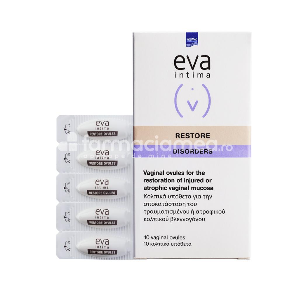 Igienă intimă - EVA INTIMA Restore cu efect cicatrizant, 10 ovule vaginale, farmaciamea.ro