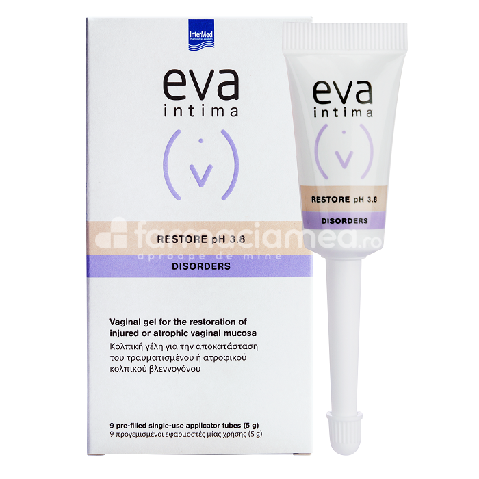 Igienă intimă - EVA INTIMA Restore cu efect cicatrizant, 9 aplicatoare vaginale, farmaciamea.ro