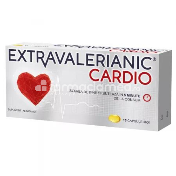 Afecțiuni circulatorii - Extravalerianic Cardio, 15 capsule moi Biofarm, farmaciamea.ro