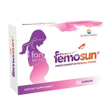 Minerale și vitamine - Femosun, complex unic de vitamine prenatale, 30 capsule, Sun Wave Pharma, farmaciamea.ro