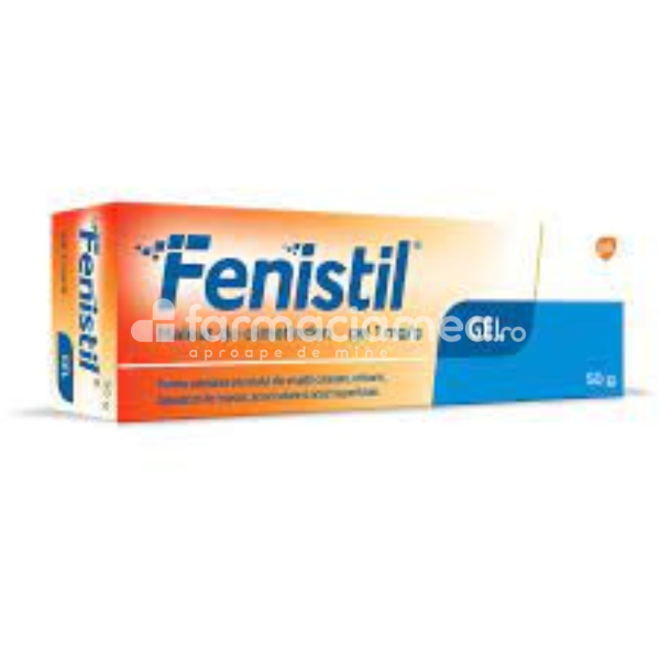 Înțepături insecte OTC - Fenistil gel, utilizat pentru calmarea mancarimilor, 50 grame, GlaxoSmithKline, farmaciamea.ro