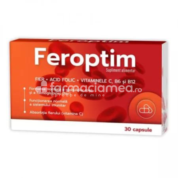 Minerale și vitamine - Feroptim, 30 cps, Zdrovit, farmaciamea.ro
