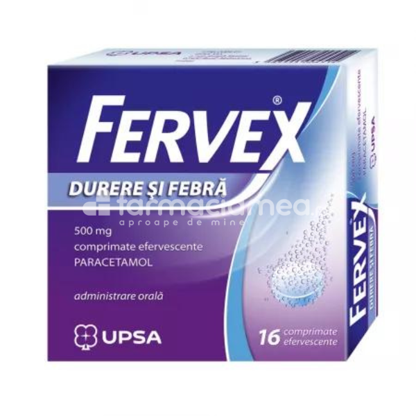 Durere OTC - Fervex Durere si Febra 500 mg, 16 comprimate efervescente Upsa, farmaciamea.ro