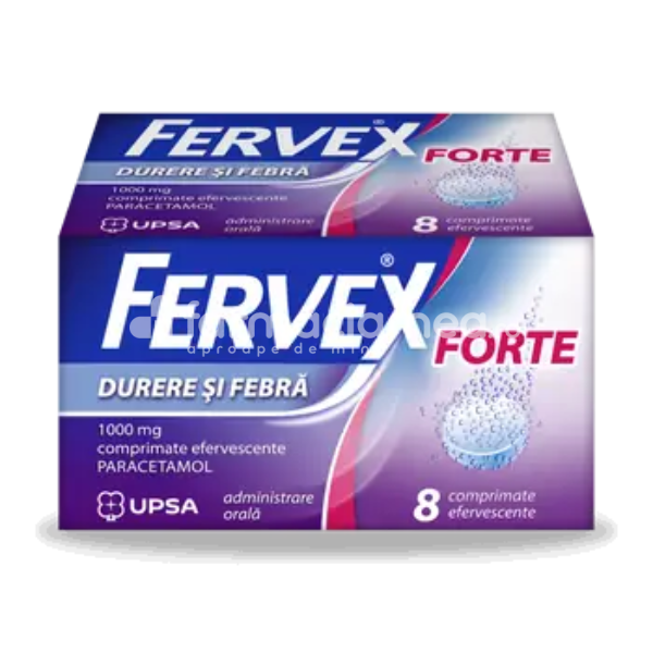 Durere OTC - Fervex Forte 1000 mg pentru durere si febra, 8 comprimate efervescente Upsa, farmaciamea.ro