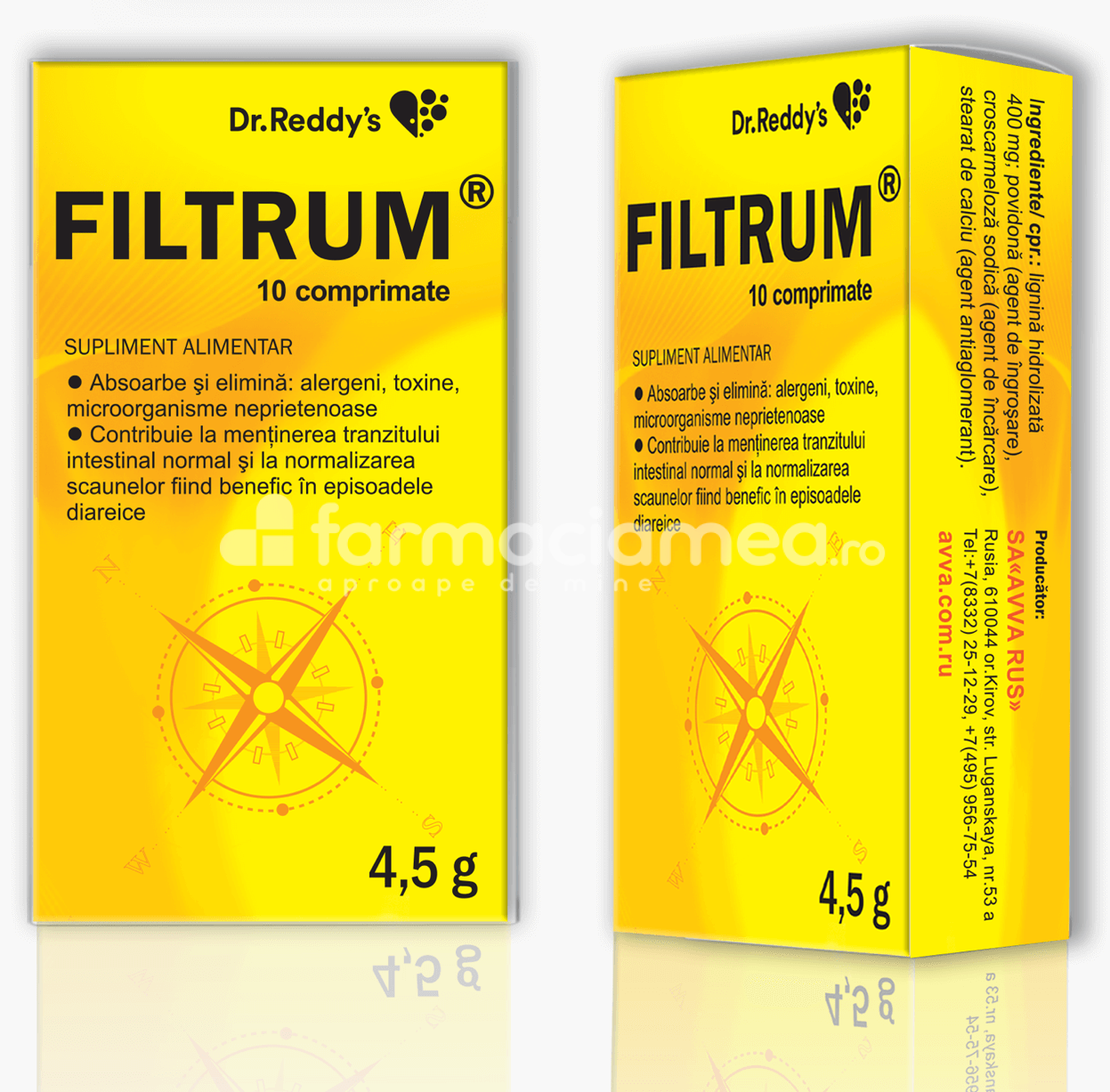 Antidiareice și săruri de rehidratare - Filtrum, 10 comprimate, Dr.Reddy's, farmaciamea.ro