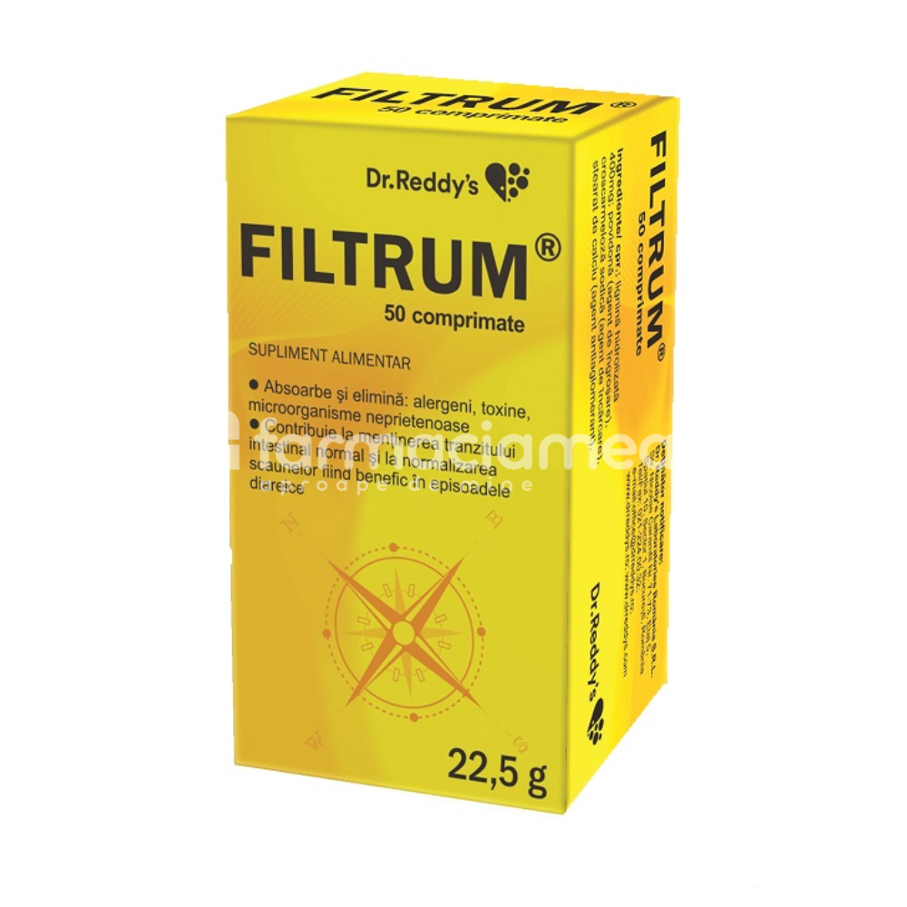 Antidiareice și săruri de rehidratare - Filtrum, 50 comprimate, Dr. Reddy's, farmaciamea.ro