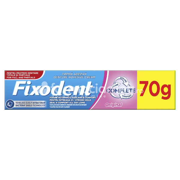 Adezivi și curățare proteze - Fixodent Complete Original crema adeziva pentru proteza dentara, 70gr, farmaciamea.ro