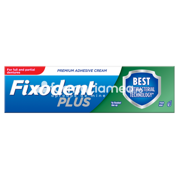 Adezivi și curățare proteze - Fixodent Plus crema adeziva pentru proteza dentara, 40g, farmaciamea.ro