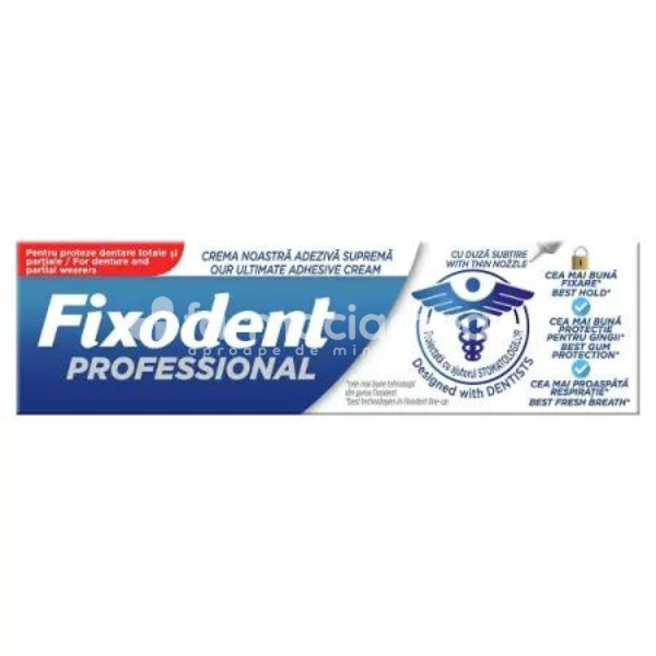 Adezivi și curățare proteze - Fixodent Crema adeziva pentru proteza dentara Professional, 40 gr, farmaciamea.ro