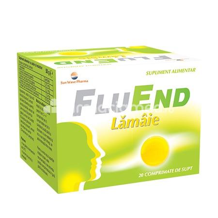 Durere gât - FluEnd lamaie, 20 de comprimate supt, Sun Wave Pharma, farmaciamea.ro